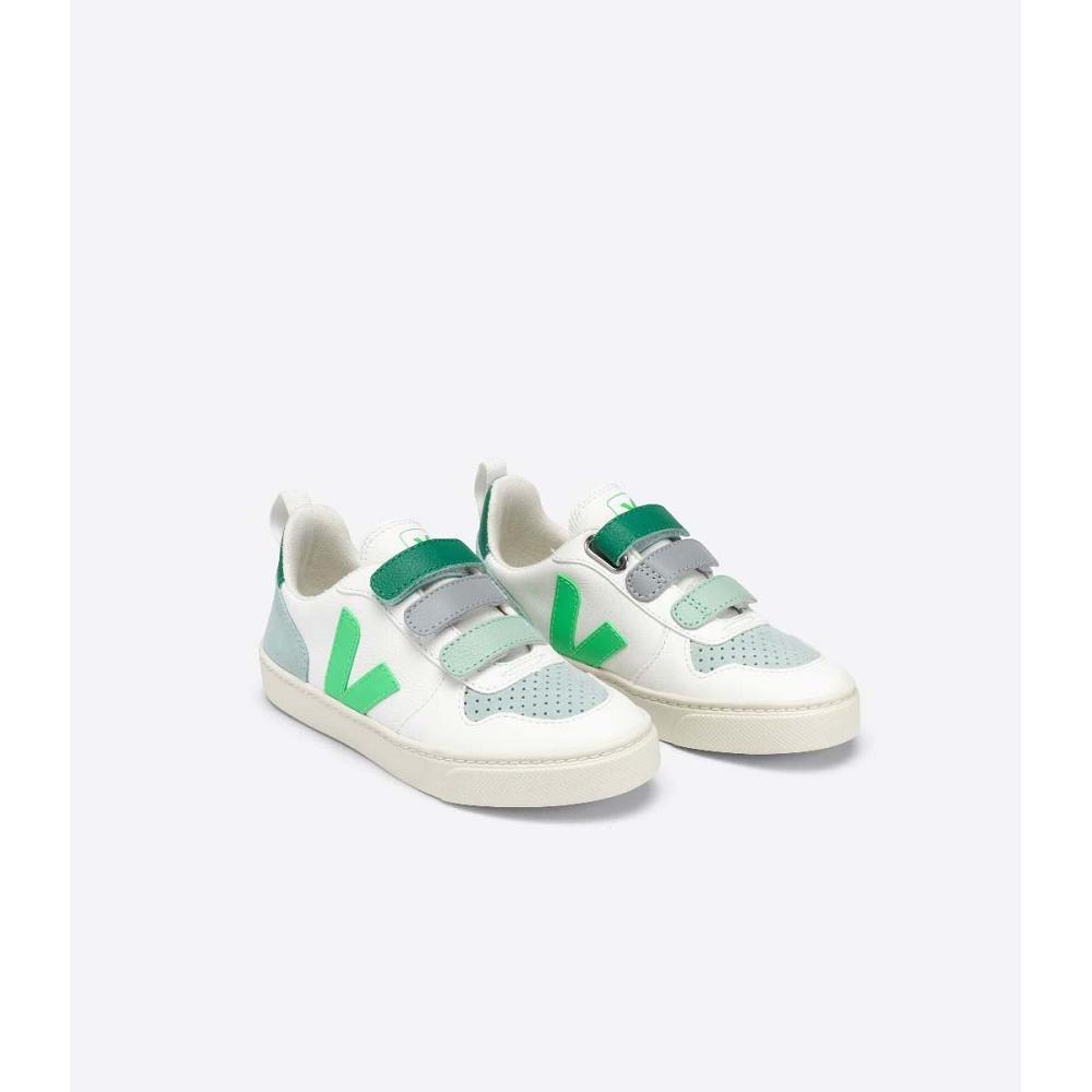 Veja V-10 CHROMEFREE Schoenen Kinderen White/Green | NL 741MQZ